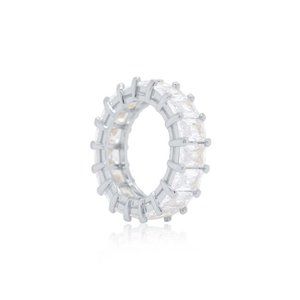 5MM Emerald Cut Eternity Band in Sterling Silver